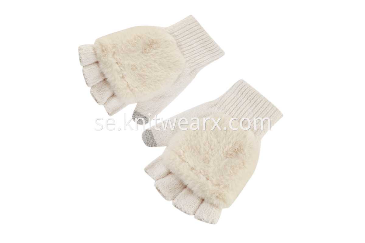 Girls' Winter Convertible Fingerless Gloves Warm Knit Gloves with Mitten Cover